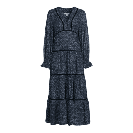Vestido de embrulho impresso floral com fechamento de gravata ajustável