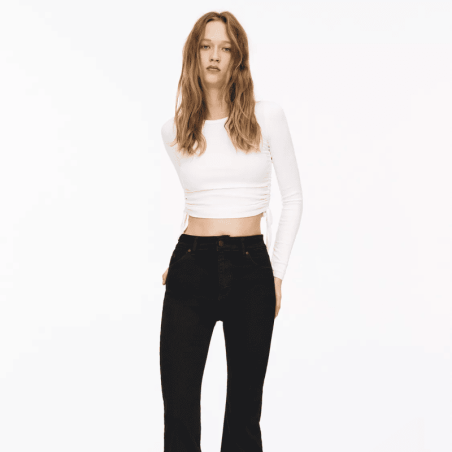High-Waisted Skinny Jeans with Crop Top Combo