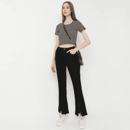 High-Waisted Skinny Jeans with Crop Top Combo