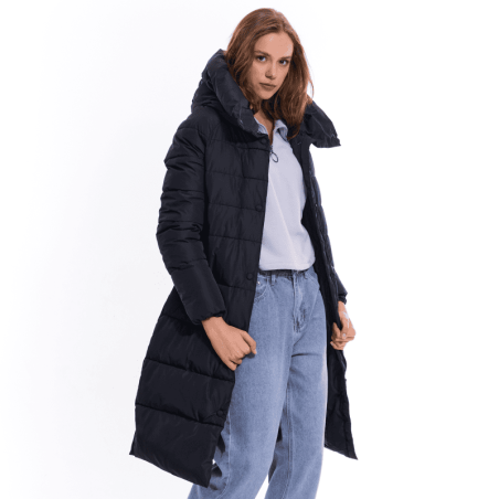 Quilted Winter Jacket with Faux Fur Hood