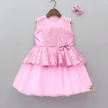 Girls' Party Wear Dress with Sparkly Sequins