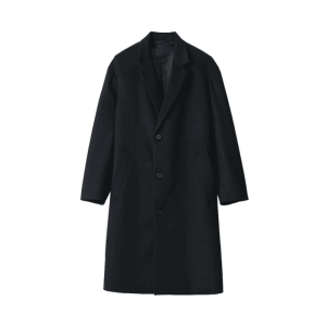 Mélange de laine manteau long avec fermeture boutonnée