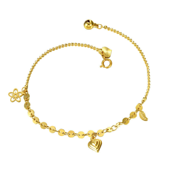 Tobillera chapada en oro con detalles de encanto de corazón