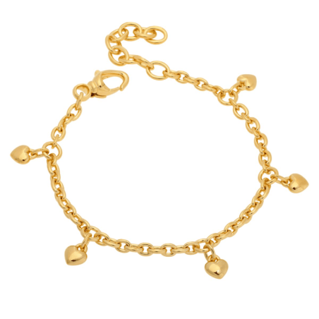 Guldpläterad anklet med hjärt charm detaljering