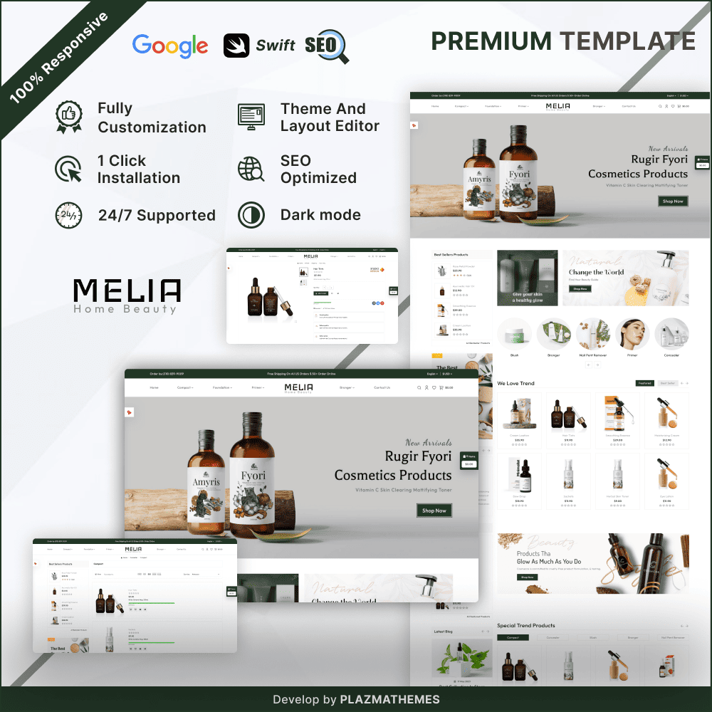 Melia Home Beauty: Stylish Templates for Makeup Stores Melia Home Beauty: Stylish Templates for Makeup Stores