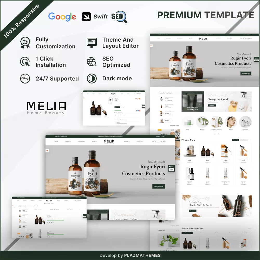 Melia Home Beauty: Stylish Templates for Makeup Stores